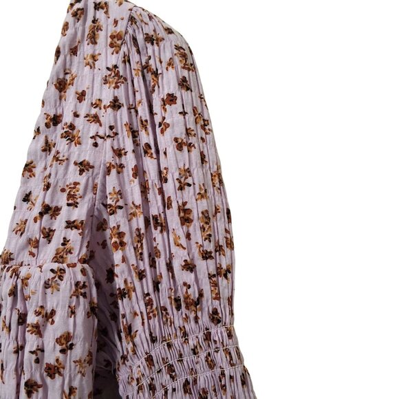 Urban Outfitters Floral Milkmaid‎ Babydoll Top Poet Sleeves Tie Cuff Sz M - Picture 7 of 12